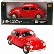 Oyuncak Vitrinim 1:32 Rmz City Alman Klasikleri Serisi Die Cast Çek Bırak Model Araba - Kırmızı Volkswagen Beetle Kırmızı