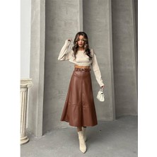 Etek Kemerli Midi (80CM) Pu Deri