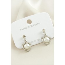 Zero Land Hnrlishp Halka Metal Inci Küpe - Gümüş Rengi