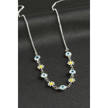 Zero Land Hnrlishp Papatya Nazar Mineli Kolye - Gümüş Rengi