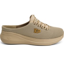 King Paolo Sneaker Tekstil Tabanı Çıkan Yürüyüş Kadın Terlik KP5109 Bej