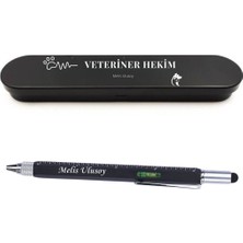 Hediye Vakti Veteriner Için Kişiye Özel Hediye Seti - Su Terazili, Cetvelli Teknik Kalem ve Şık Metal Kutulu