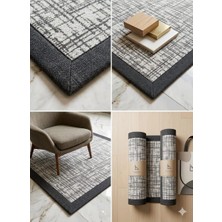 Blg Home Lüks Kumaş Bordürlü Tasarım Leke Tutmaz Silinebilir Sisal Halı 6005 Gri-Antrasit