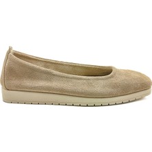 Ortoplus Deri Kadın Babet Ayakkabı ET083 Krem Süet