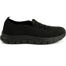 King Paolo Sneaker Tekstil Yürüyüş Kadın Streç Ayakkabı KP5223 Siyah