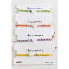 Zero Land Hnrlishp Kalp Sedef Kristal Makrome Ip Bileklik - Turuncu