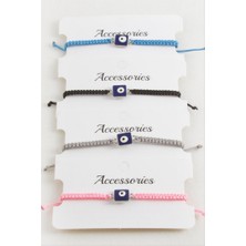 Zero Land Hnrlishp Kare Nazar Makrome Örgülü Bileklik - Gri