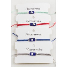 Zero Land Hnrlishp Dikdörtgen Nazar Makrome Örgülü Bileklik - Gri