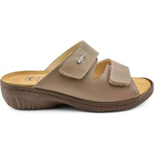 OrtoPlus Real Ortopedik Tabanı Çıkan Terlik 0375 Vizon