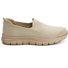 King Paolo Sneaker Tekstil Yürüyüş Kadın Ayakkabı Bağcıksız KP5234 Bej