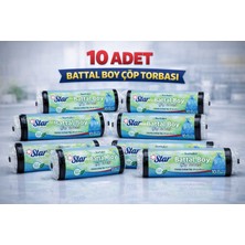 Maarketim Star Plus Standart Battal Boy Çöp Torbası 75x90 cm 10lu Dayanıklı Büyük Boy Çöp Poşeti 10 Adet