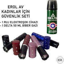Erol Av 2’li Kişisel Güvenlik Paketi - Büyük Boy Delta 50ML Sprey ve Gizli Ruj Şok Cihaz