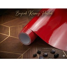 Ferizli Reklam Bayrak Kırmızı (Parlak) Yapışkanlı Folyo - Mobilya, Cam ve Dolap Kaplama Folyosu - Suya Dayanıklı Dekoratif Kaplama