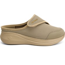 King Paolo Sneaker Tekstil Tabanı Çıkan Yürüyüş Cırtlı Kadın Terlik KP5197 Bej