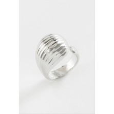 Zero Land Hnrlishp Çizgili Su Damlası Metal Yüzük - Gümüş Rengi