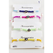 Zero Land Hnrlishp Kalp Inci Fimo Kristal Makrome Ip Bileklik - Mi