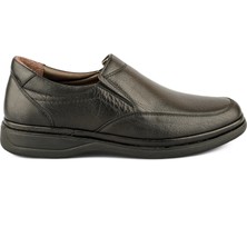 Ortoplus Ortopedik Deri Erkek Ayakkabı Bağcıksız Klasik ES1534 Siyah