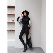 Qimya Butik Keyymod Kadın Kemerli Tok Kumaş Dar Paçalı Yüksek Bel Tayt Pantolon