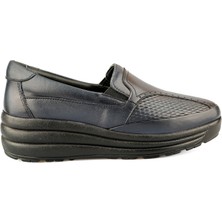 Ortoplus Deri Ortopedik Kadın Ayakkabı Kemik Çıkıntılı KO2501 Lacivert