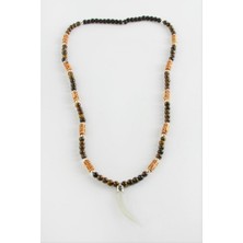 Zero Land Hnrlishp Fil Dişi Kaplangözü Doğaltaş Kolye - Kahverengi