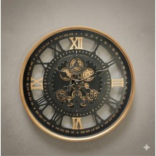 Twenkle 60 cm Çarklı Roma Rakamlı Duvar Saati – Hareketli Dişli Mekanizmalı Dekoratif Saat