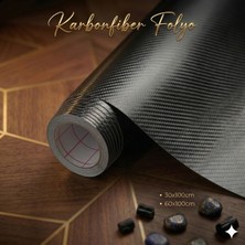 Ferizli Reklam Karbonfiber Yapışkanlı Folyo - Mobilya, Cam ve Dolap Kaplama Folyosu - Suya Dayanıklı Dekoratif Kaplama