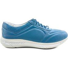 Ortoplus Deri Ortopedik Kadın Spor Ayakkabı Lİ8439 Mavi