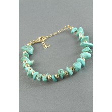 Zero Land Hnrlishp Turkuaz Kırık Doğaltaş Bileklik - Turkuaz