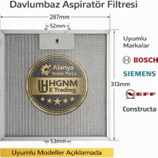 Hgnm E-Trading 00672373 Davlumbaz Metal Yağ Filtresi 313x286 mm Bosch, Siemens, Neff, Constructa Uyumlu Aspiratör Filtresi Kaset Süzgeç Tel Filtre 285x315