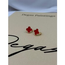 Luseda Kararmaz VIP Kırmızı Çiçek Figürlü Kadın Küpe