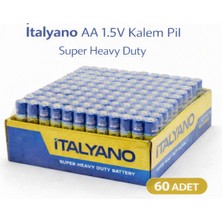 Maarketim İtalyano AA 1.5V Kalem Pil 60 Adet Super Heavy Duty 15 Paket