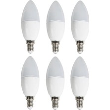 Cata 6 'li  7 W Mum Ledli Buji LED Ampul-Ince E14 Duy-Avize Ampülü-Gün Işığı 3200K