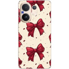 TechTree Vivo V60 Uyumlu Büyük Kırmızı Fiyonklar Baskılı Silikon Kılıf