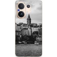 TechTree Vivo V60 Uyumlu Galata Kulesi ve Deniz Manzaralı Baskılı Silikon Kılıf