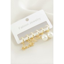 Zero Land Hnrlishp 6 Adet At Kelebek Taşlı Halka Küpe - Sarı