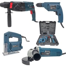Prohummer PH322 Elektrikli 4 Lü Set Takımı (Kırıcı Delici, Vidalama Matkap, 125MM Avuç Taşlama, Dekupaj Testere)