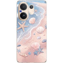 TechTree Vivo V60 Uyumlu Sahil Deniz Kabuğu Baskılı Silikon Kılıf