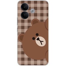 TechTree Vivo V60 Lite Uyumlu Kahverengi Ayı Yan Tasarımlı Baskılı Silikon Kılıf