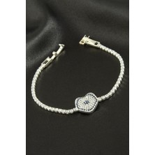 Zero Land Hnrlishp Dalgalı Oval Zirkon Taşlı Çocuk Bileklik 16 cm - Gümüş Rengi