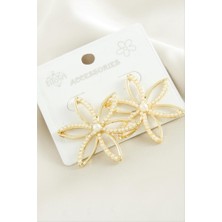 Zero Land Hnrlishp Çiçek Inci Metal Küpe - Sarı