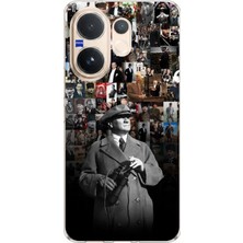 TechTree Vivo V60 Uyumlu Atatürk Portre Kolaj Baskılı Silikon Kılıf