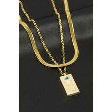 Zero Land Hnrlishp Yonca Göz Hilal Ikili Çelik Kolye - Sarı