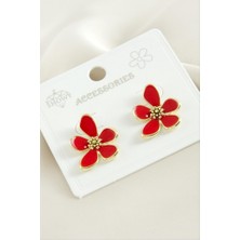 Zero Land Hnrlishp Çiçek Mineli Küpe - Gümüş Rengi