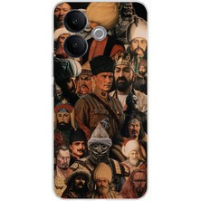 TechTree Vivo V60 Lite Uyumlu Türk Büyükleri Kolaj Baskılı Silikon Kılıf