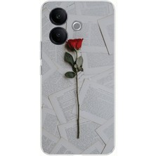 TechTree Vivo V60 Lite Uyumlu Kırmızı Gül Baskılı Silikon Kılıf