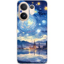 TechTree Vivo V60 Uyumlu Yıldızlı Gökyüzü ve Şehir Silüeti Baskılı Silikon Kılıf
