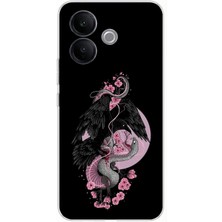 TechTree Vivo V60 Lite Uyumlu Pembe Siyah Yılan Baskılı Silikon Kılıf