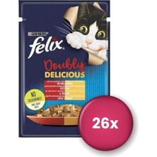Felix Çifte Lezzet Sığır ve Tavuk Etli Kedi Konservesi 85 gr x 26 Adet