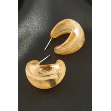 Zero Land Hnrlishp Hilal Plastik Küpe - Beyaz