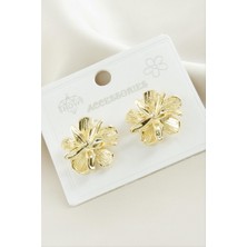 Zero Land Hnrlishp Deniz Yıldızı Çiçek Metal Küpe - Gümüş Rengi